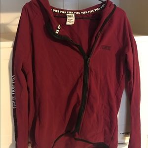 PINK VS asymmetric high-low Maroon jacket